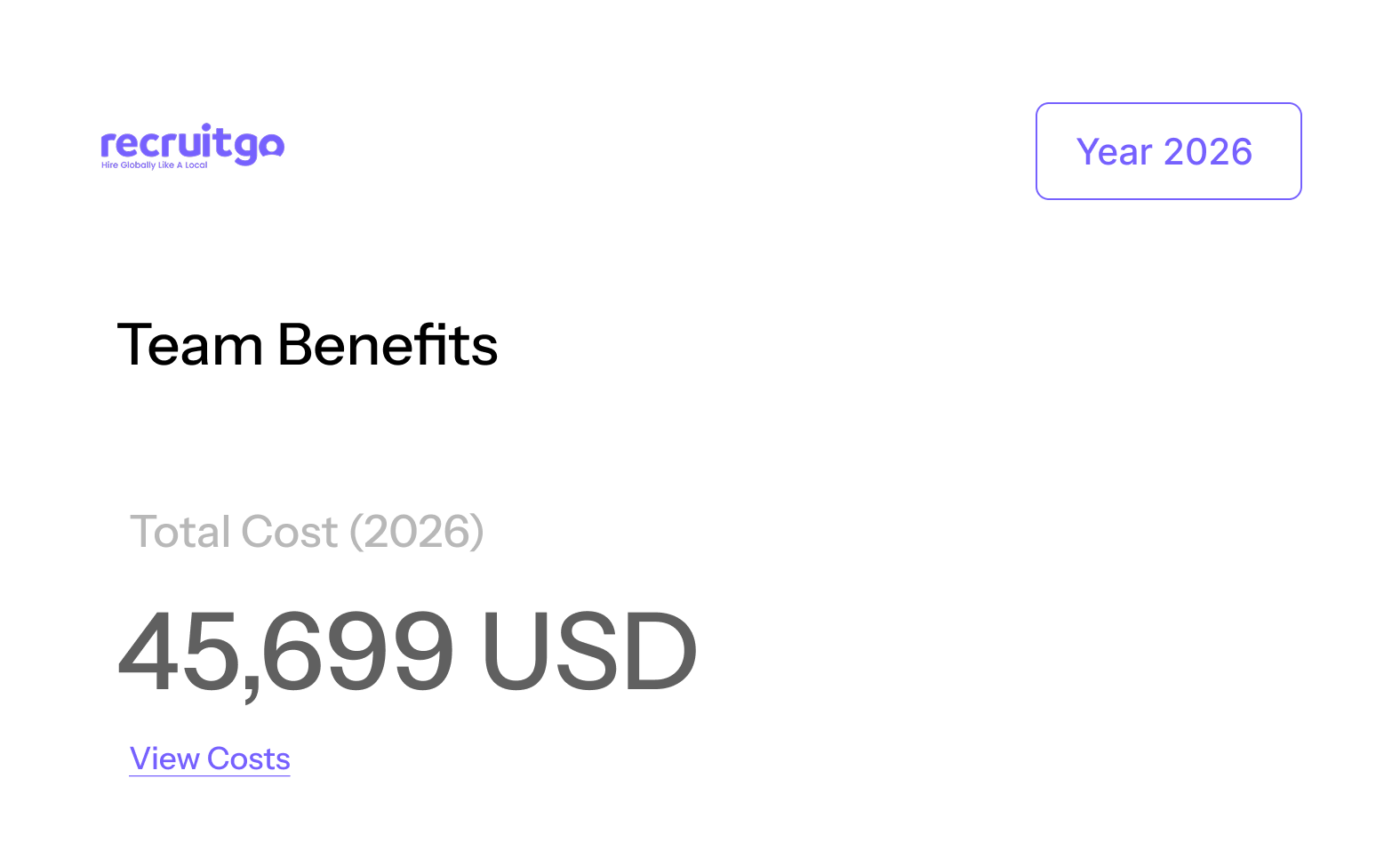 Team benefits cost summary